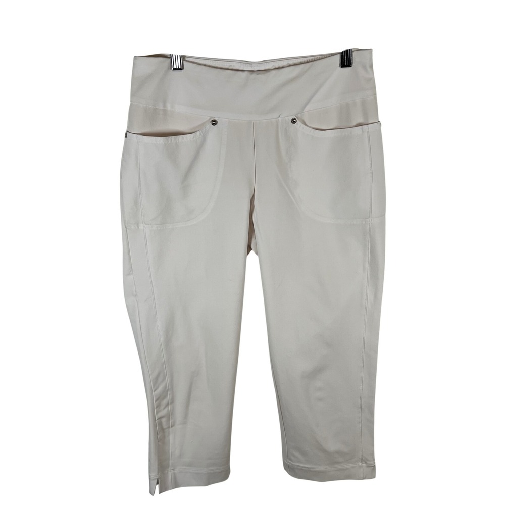 Tail Tech Womens White Golf Capri‎ Pants Size 4 Pull On Performance Crop Pockets